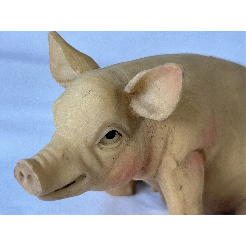 PINK Pig Figurine Resin? Detailed Country Cottage Farmhouse Animal Pet Farm